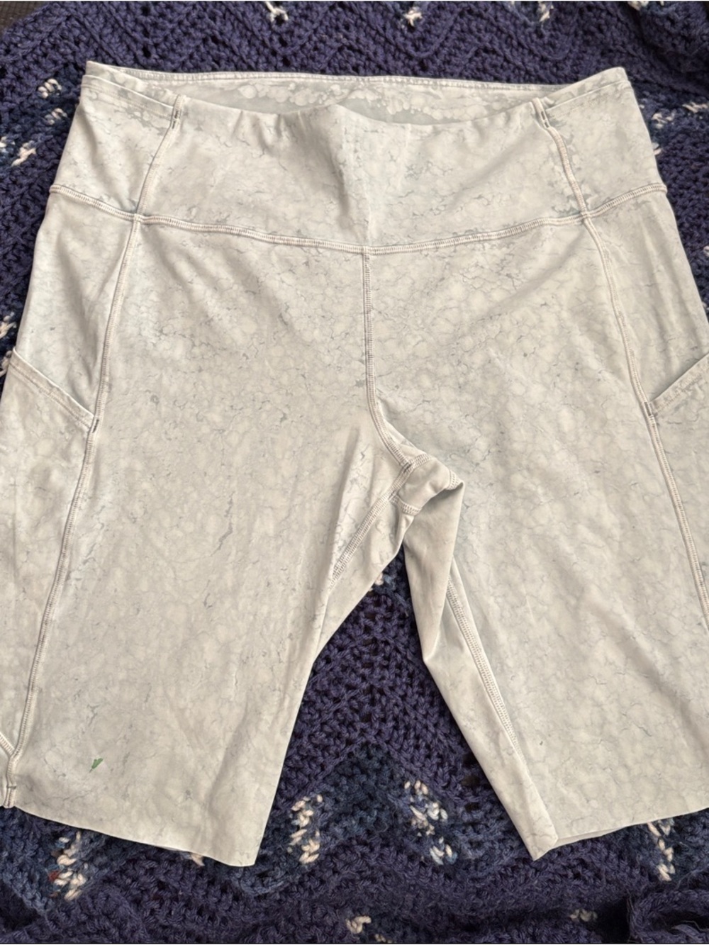 lululemon athletica Light Gray Marble-Print Bike Shorts with Side Pockets